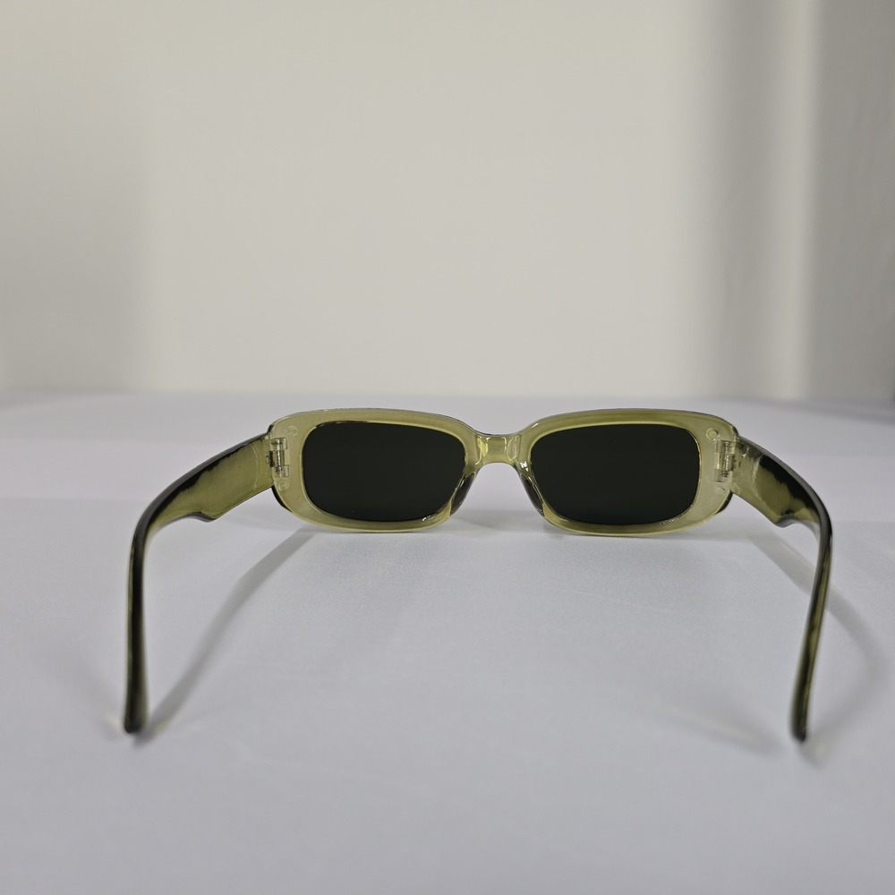NEW Retro Rectangular Sunglasses Green Tinted Lenses Fashion‎ Eyewear - Picture 3 of 5